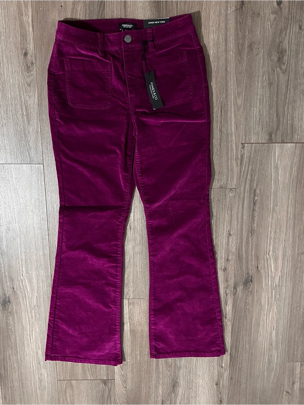 Jones New York Cotton Pants Magenta Color Textured Cotton Hi Waist New